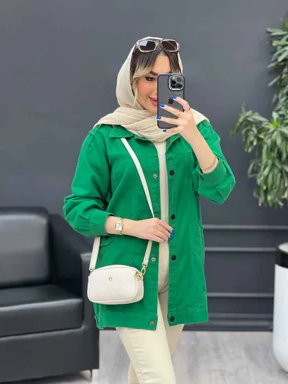 مانتو کتان سرشانه پاگن نیلیا