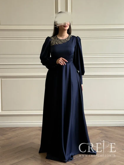 ماکسی ساتن یقه تور کارشده