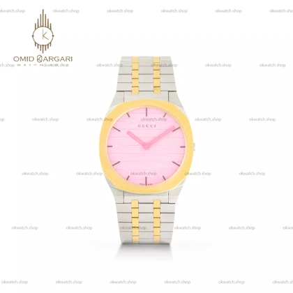 ساعت مچی گوچی سیلورطلایی صفحه صورتی Gucci