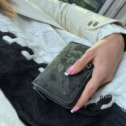 کیف جا کارتی زنانه و دخترانه تک زیپ کوچک پتینه مشکی مدل MSN92-133