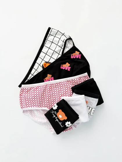 شورت اسلیپ نخ پنبه عروسکی طرح خرس و گل سون Seven