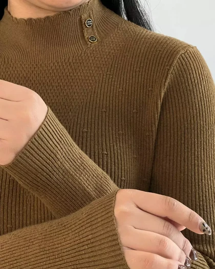 پلیور بافت یقه ایستاده 2 دکمه کد 5384