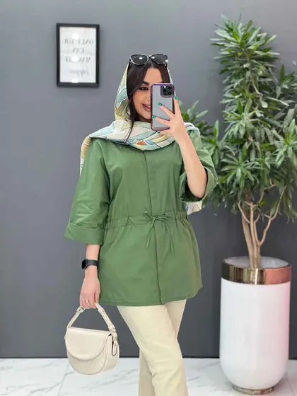 مانتو لینن دکمه مخفی کمرگت
