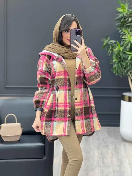 شکت چهارخونه کلاه دار کمرگت