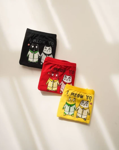 شورت نخی چاپی گربه ای کد 1826 (سایز XL)