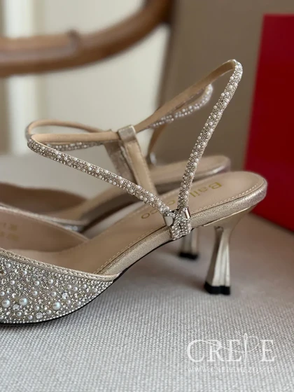 کفش بند تنظیم دار نگینی پاشنه 8 سانت