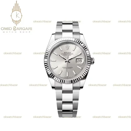 ساعت مچی رولکس سوئیسی بند اویستر سیلور صفحه طوسی Rolex Datejust