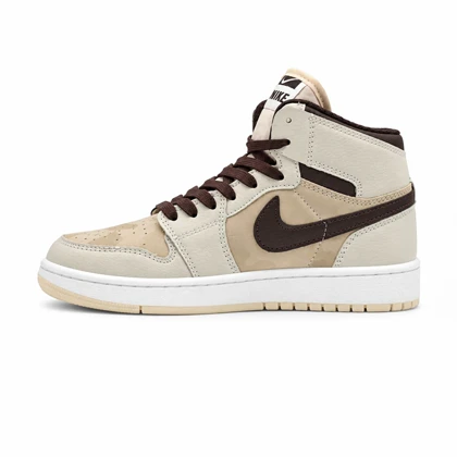 کفش و کتانی مردانه و زنانه ساق‌دار مدل NIKE JORDAN 1 رنگ کرم قهوه ای کد 21958