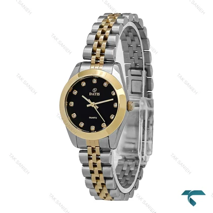 ساعت داتیس زنانه D8889 دورنگ طلایی صفحه مشکی Datis-6908-L
