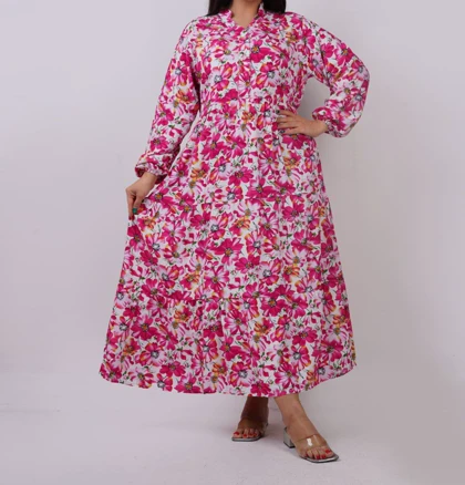 پیراهن نخی زنانه گل‌دار