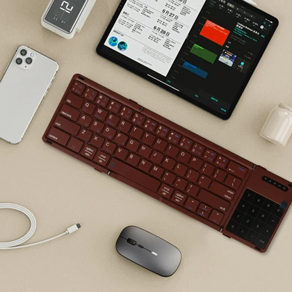 کیبورد بی‌سیم تاشو شارژی با تاچ پد Foldable Keyboard