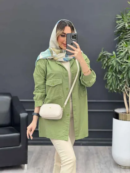 مانتو کتان پشت جیب
