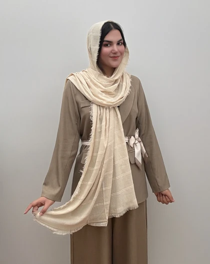 شال پفکی نخی مدل لمه