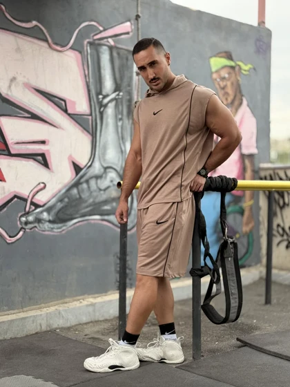 ست هودی و شلوارک وست نایک کرم nike