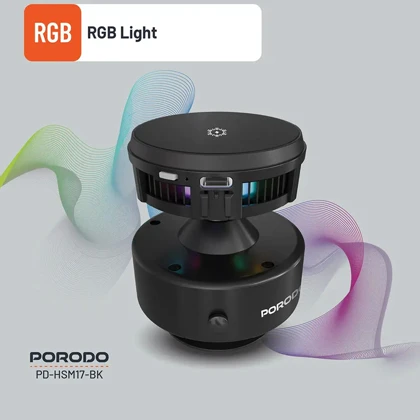 هولدر موبایل و شارژر بی سیم خنک کننده پورودو Porodo مدل PD-HSM17-BK توان 15 وات