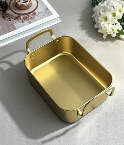 تابه سرو دسته دار مستطیل طلایی در سه سایز