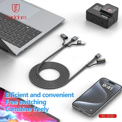 کابل شارژ چندکاره ارلدام Earldom مدل EC-IC03 توان 60 وات 1.2 متر