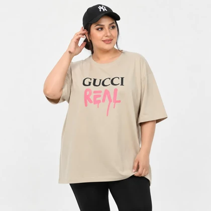 تیشرت سایز بزرگ زنانه وارداتی طرح GUCCI