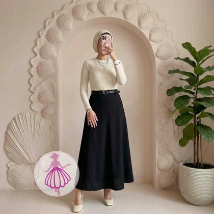 دامن لینن نیم کلوش بلند در رنگبندی متنوع