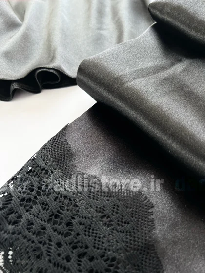 ست لباس خواب تاپ و شلوار ساتن و دانتل مشکی