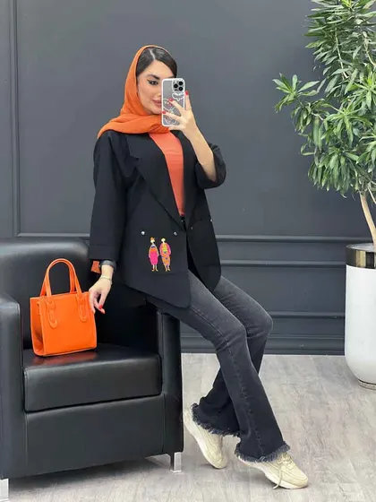 مانتو داکرون جیب گلدوزی بغل چاک