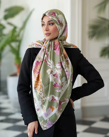 روسری ابریشم ژاکارد قواره 140 30210