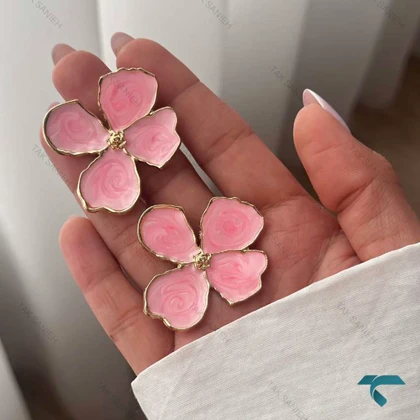 گوشواره میناکاری گل رنگبندی Ghoshvareh-8557-L