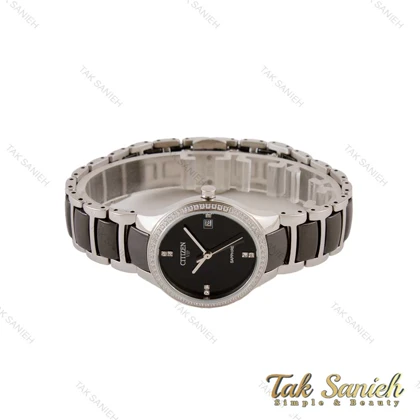 ساعت سیتیزن VIP زنانه سرامیکی دورنگین مشکی نقره ای Citizen-4853-L