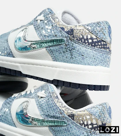 کفش کتانی مردانه و زنانه سفید آبی NIKE dunk low steam puppet