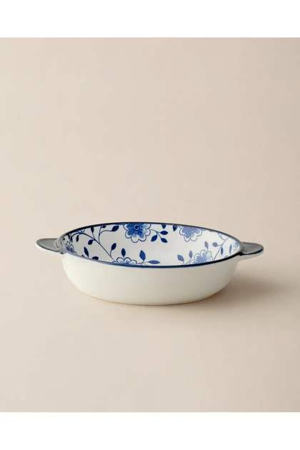 بشقاب سرو Madame Coco مدل Reve Bleu Seren Bone China - آبی/سفید