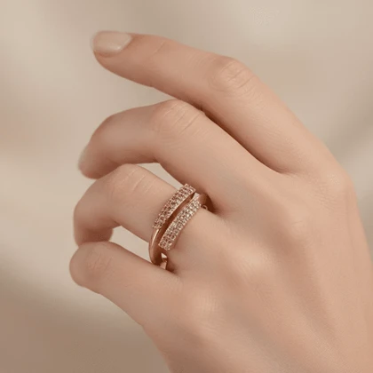 انگشتر دخترانه مدل دولاین نگین‌دار