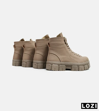 بوت مردانه چرمی قهوه ای BERSHKA