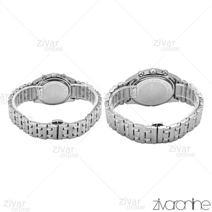 ست ساعت رومانسون سه موتوره نقره ای صفحه سبز 106260