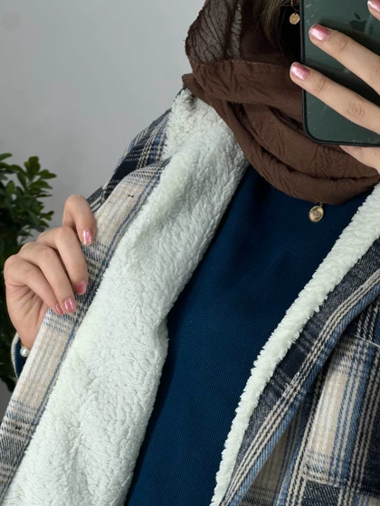 پالتو پشمی کلاهدار داخل تدی