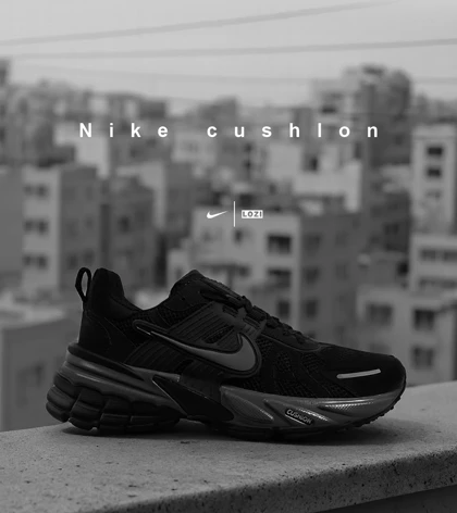 کفش کتانی مردانه و زنانه مشکی خاکستری Nike cushlon مدل 6210