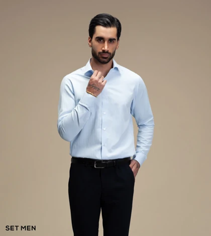 پیراهن مردانه آستین بلند طرح جناغی