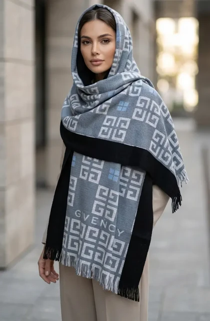 خرید شال بافت طرح دار مدل جیونچی - بافت ریز و لطیف