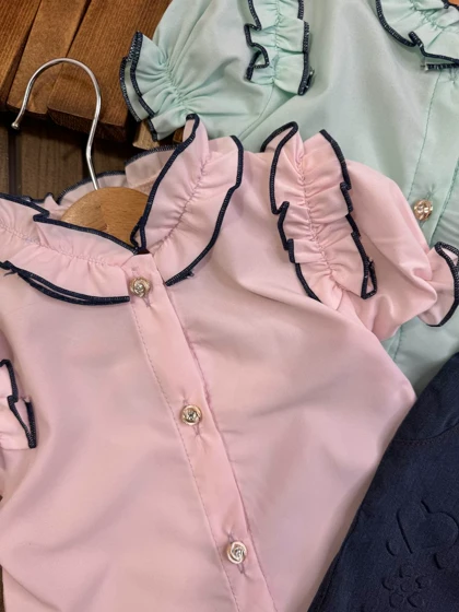 شومیز شلوارک یقه چین‌دار