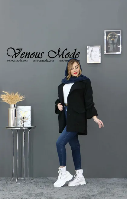 مانتو کتی آستین بنددار مخمل