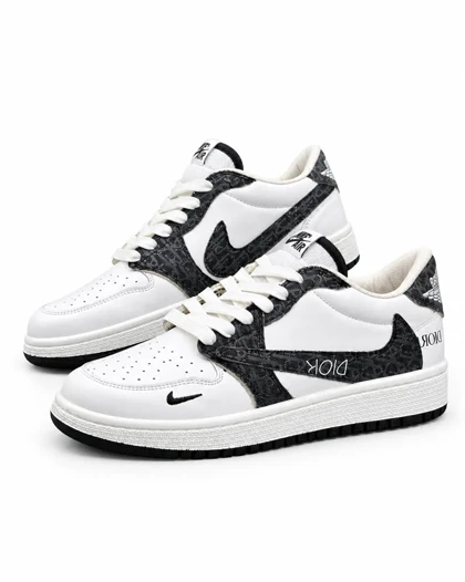 کفش کتانی مردانه مدل نایکی ترویس دیور سفید طوسی Nike travis