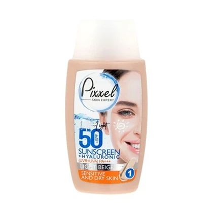 کرم ضد آفتاب SPF50 پوست خشک و حساس پیکسل رنگ لایت بژ 50 میل