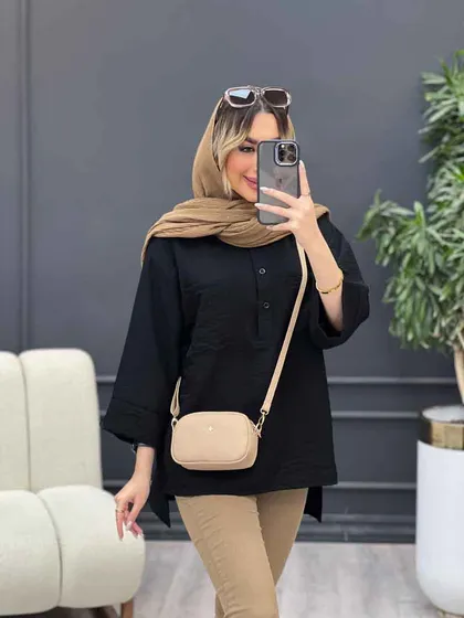 مانتو یقه سه دکمه جلو بسته