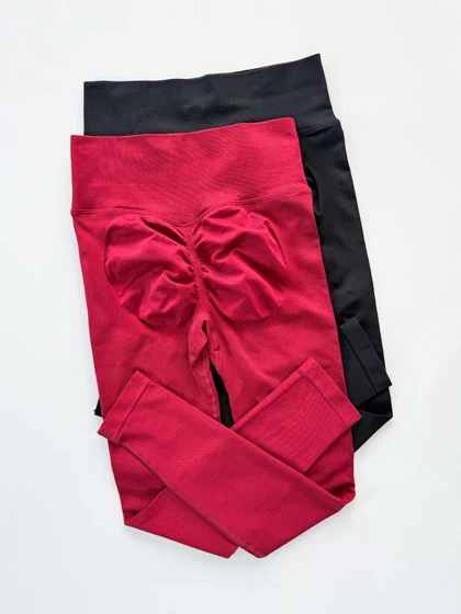 لگ ورزشی سیملس کبریتی پشت چروک کمر خط‌دار