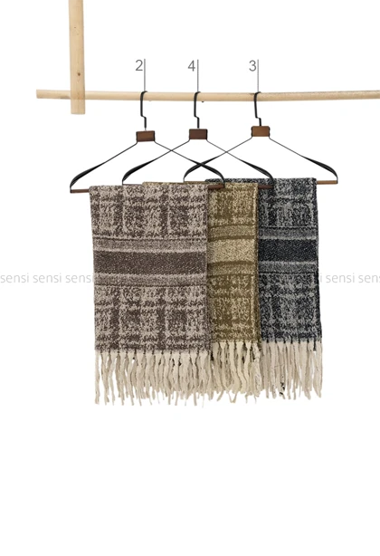 شال چهارخونه بافت موهری کد1005158