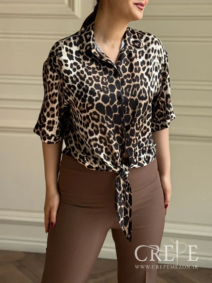 شومیز پلنگی جلو گره