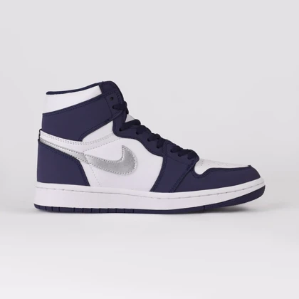 کتانی مستر ساق‌دار مدل air jordan سفید سرمه ای کد 0001