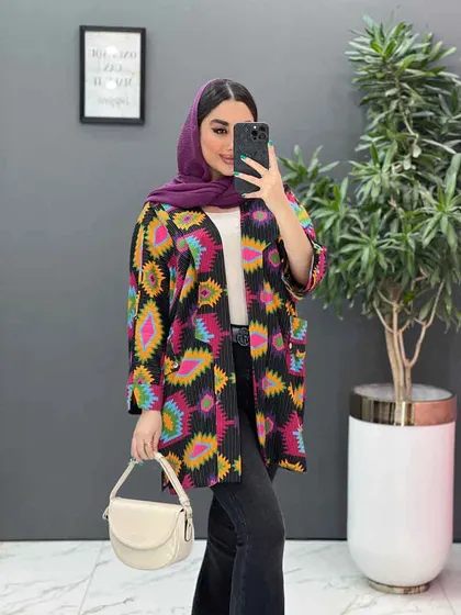 مانتو نخی طرح دار کوک دوزی