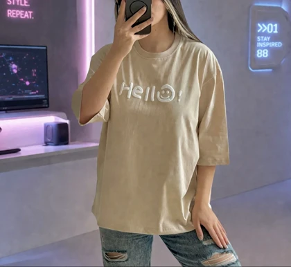 تیشرت باکسی چاپ Hello