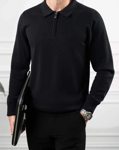 بافت نیم زیپ یقه برگرد کدsh288