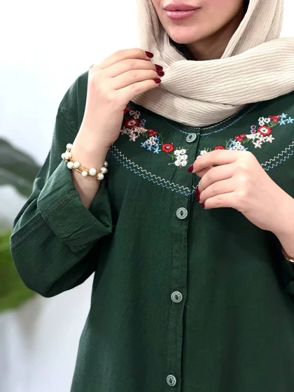 مانتو لینن گلدوزی ساحل(ایراد دار)